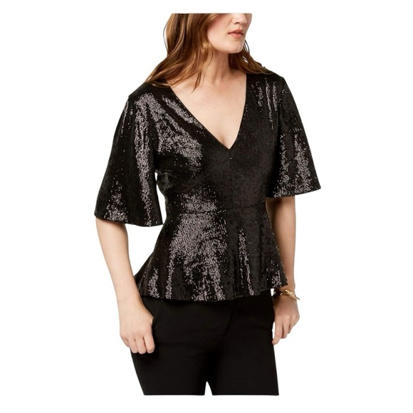 RACHEL ZOE Womens Sequin Clover Baby Doll Blouse, Style # F18T300, Size 2 NWT - Picture 1 of 13